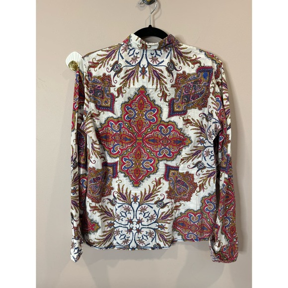 GANESH Button Down Womens Floral Paisley Top Size 3 Large - Picture 4 of 8
